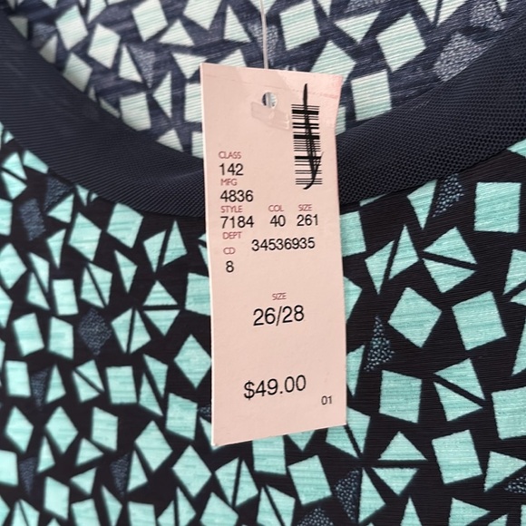 Women’s Plus Size Avenue Short Sleeve Top, 26/28 4X, Blue - Picture 4 of 6